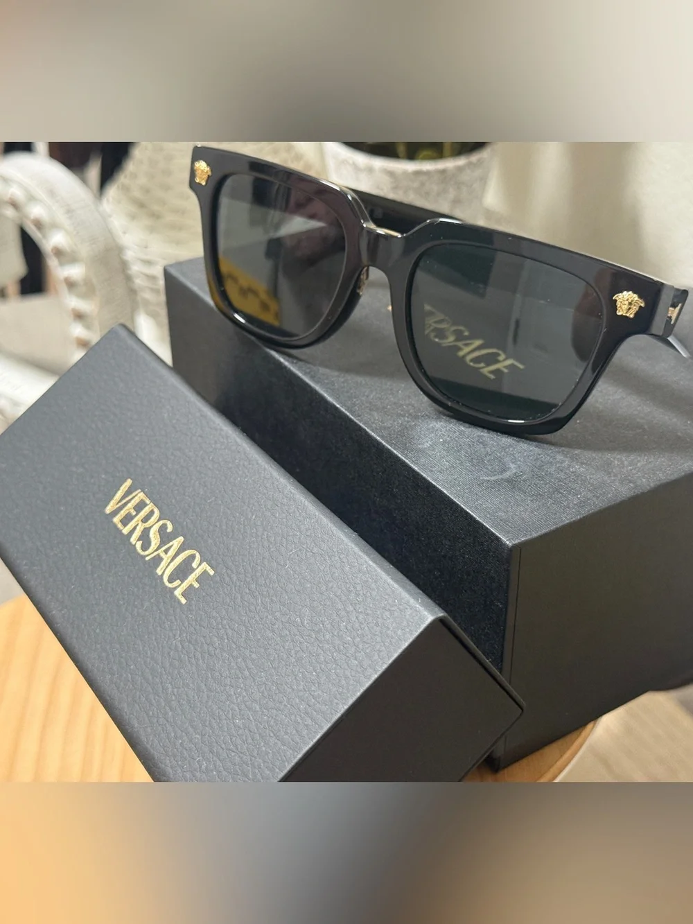Versace Sunglasses with Gold Medusa Accents